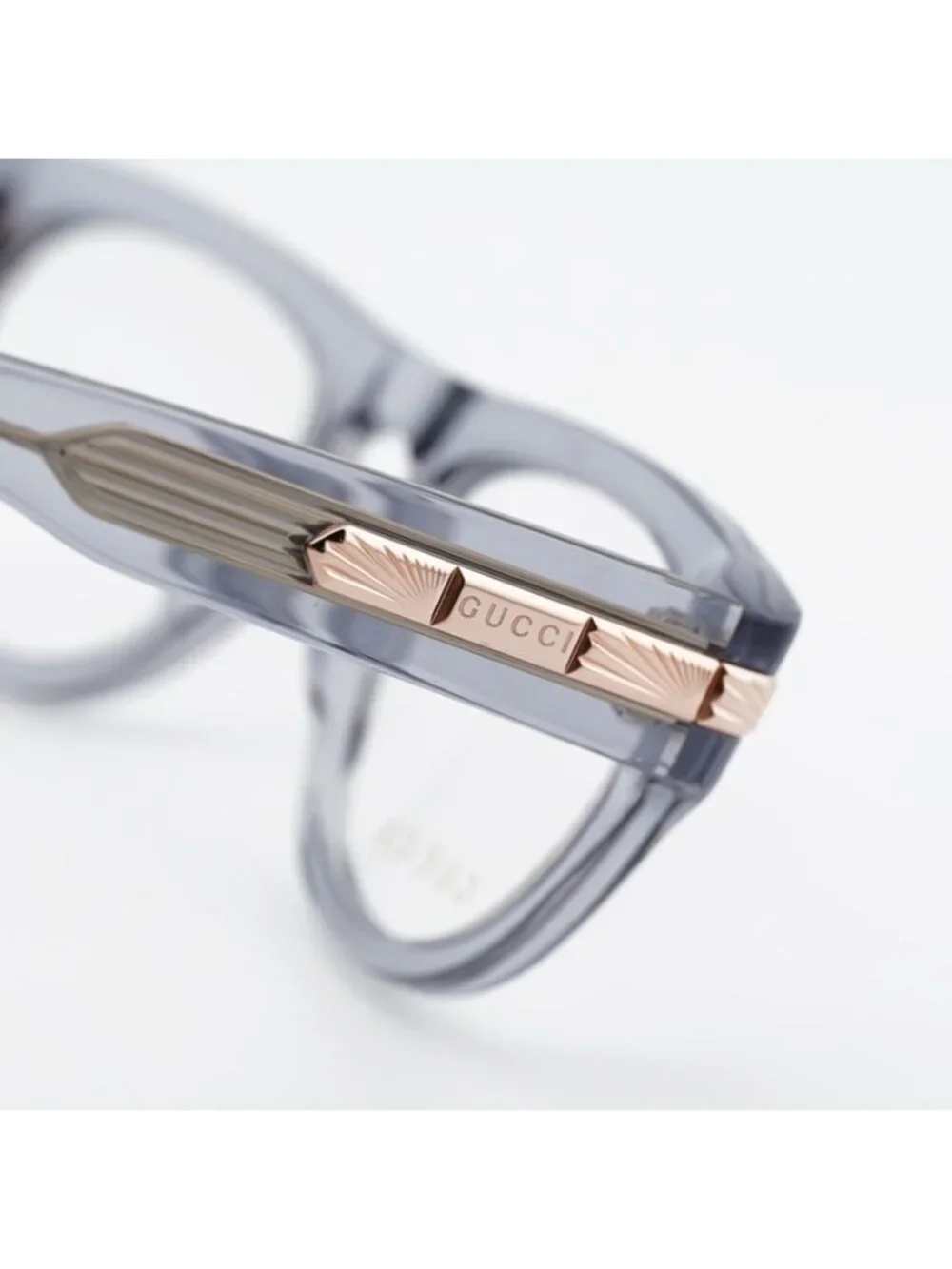 Gucci GG1519O 003 Eyeglasses Shiny Transparent Grey 51mm Oval Frame